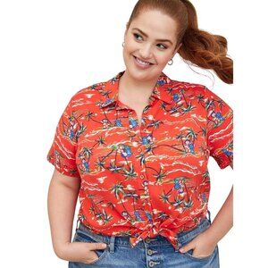 Disney Torrid Lilo & Stitch Tiki Hawaiian Button Down Shirt 5X - NWT